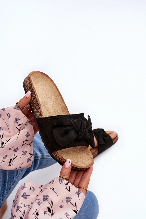 Damskie Klapki Z Kokarda Czarne Ezephira