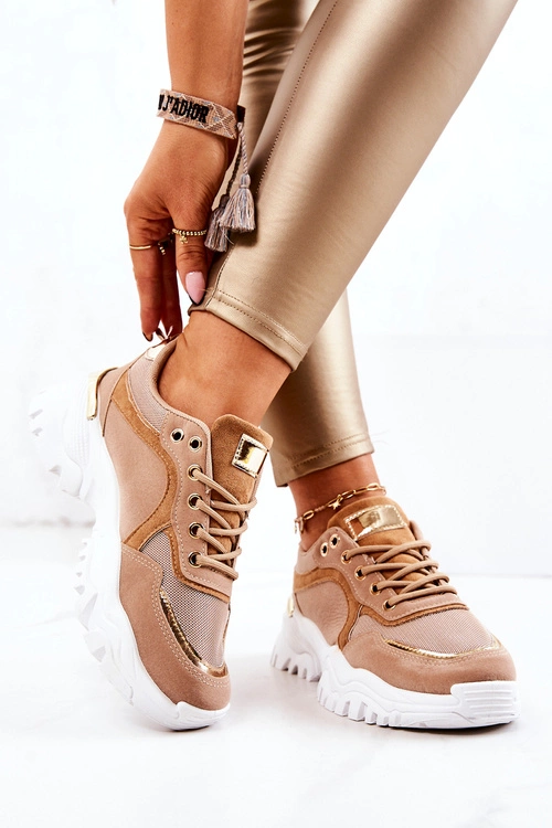 Sneakersy Na Platformie Brązowe Sallie