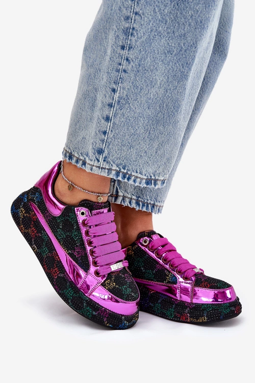 Damskie Zdobione Sneakersy Na Platformie GOE NN2N4006 Czarne