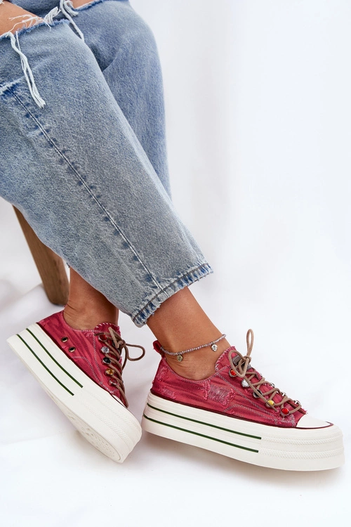 Trampki Damskie Na Platformie GOE RR2N4104 Czerwone