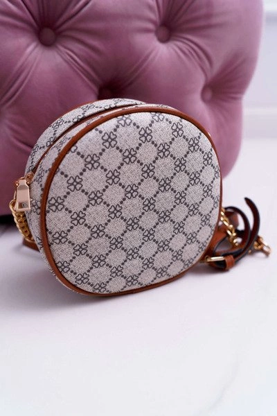 Torebka Kuferek Okrągły Beżowo Brązowy