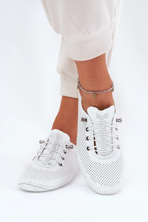 Półbuty Damskie Ze Skóry Naturalnej Artiker 54C0831 Białe