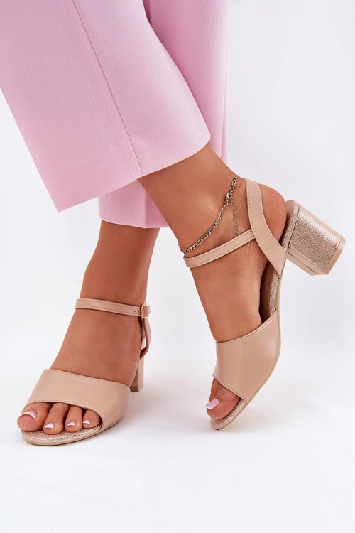 Sandały Damskie Na Słupku Vinceza 20275 Beżowe