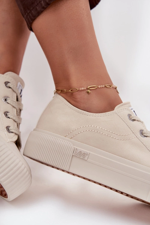 Trampki Damskie Na Platformie LEE ISLA C WOMEN LOW 50253001.35E Beżowe