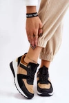 Klasyczne Sneakersy Na Koturnie Beżowo-Czarne Collide