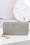 Szary Damski Duży Portfel Brelok Złote Serce