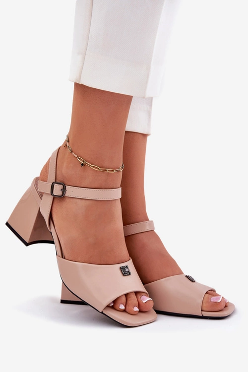 Sandały Damskie Na Słupku Vinceza 62235 Beżowe