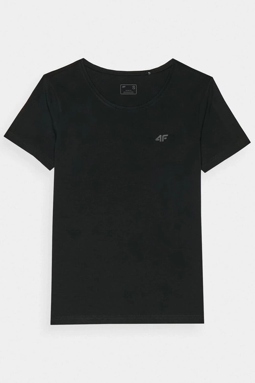 Damski Gładki T-Shirt Z Logo Czarny 4F 4FWMM00TTSHF1845-20S