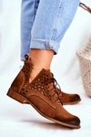 Botki Damskie Skórzane Camel Low Meridan