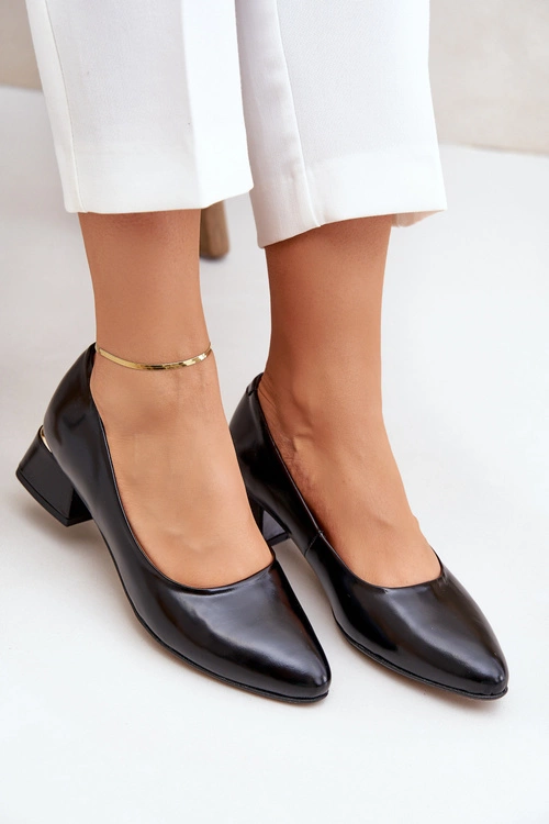 Skórzane Czółenka Lewski 3118 Czarne