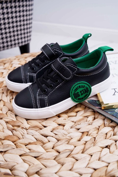 Trampki Dziecięce Na Rzep Big Star FF374087 Czarno-Zielone