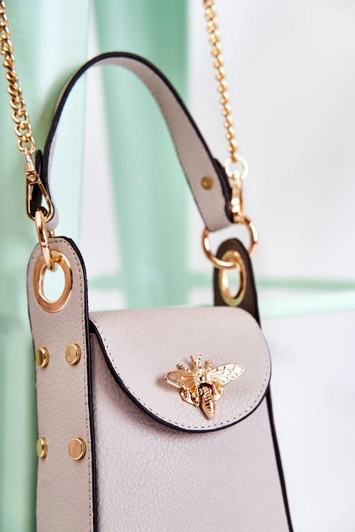 Mała Damska Torebka Z Ozdobą Szara Ellies