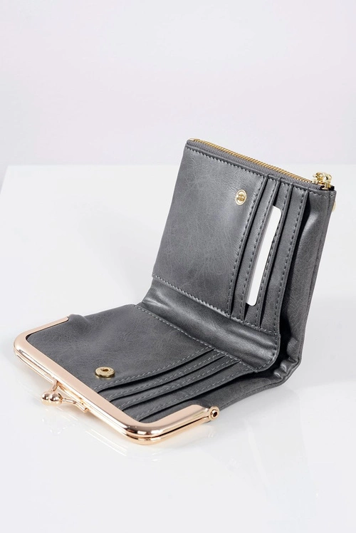 Mała Damska Szara Portmonetka Na Bigiel