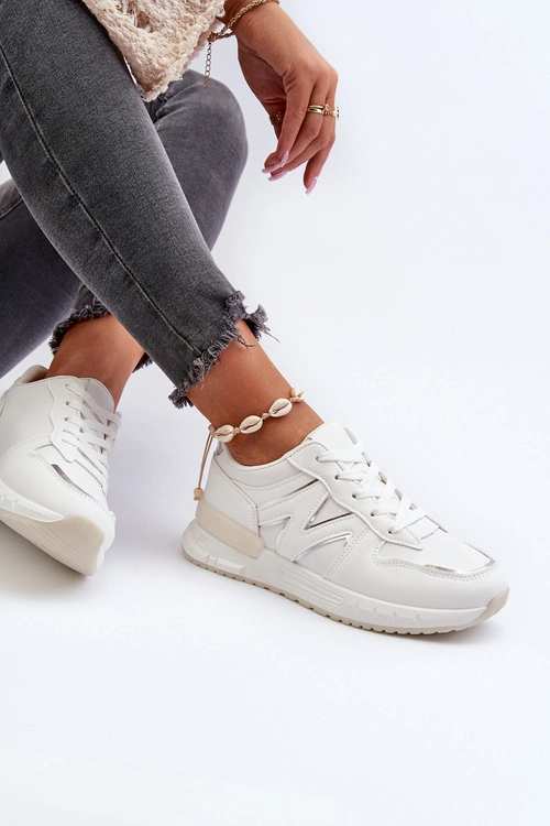 Sneakersy Damskie Z Eko Skóry Białe Kaimans