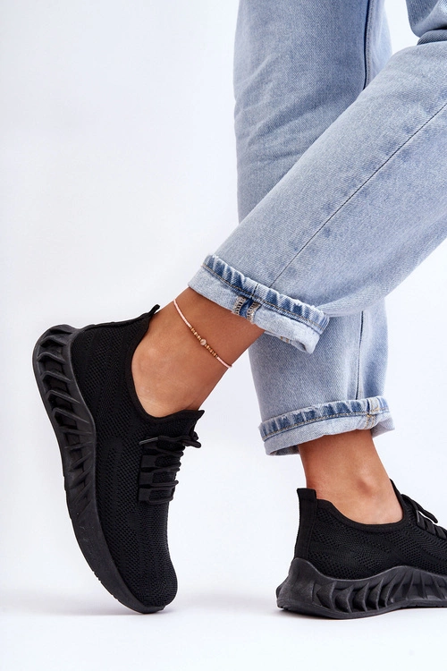 Damskie Wsuwane Materiałowe Sneakersy Czarne Venett
