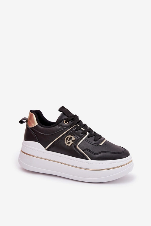 Damskie Buty Sportowe Na Platformie Czarne Caldeno