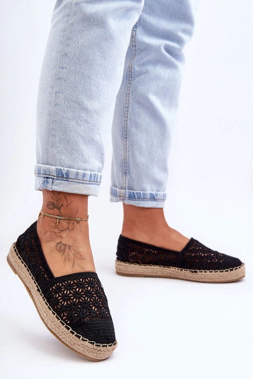 Damskie Ażurowe Espadryle Czarne One Lover