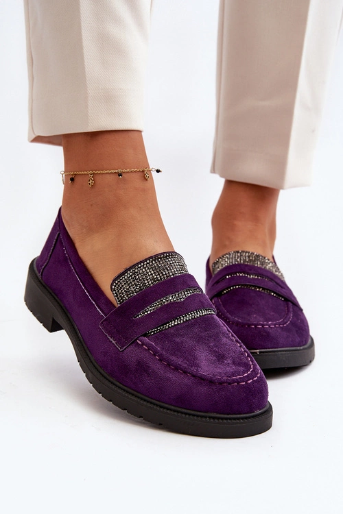 Damskie Zdobione Mokasyny Fioletowe Dananei