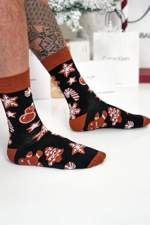 Skarpetki Męskie Świąteczne Pierniki Czarne