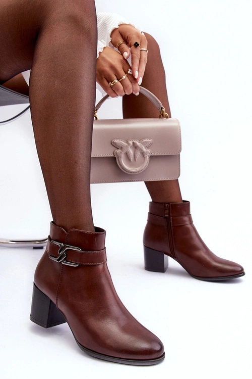 Damskie Ocieplane Botki Z Ozdobą Brązowe Astrid