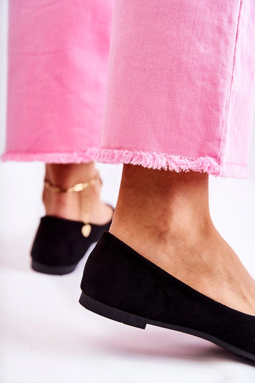 Damskie Klasyczne Zamszowe Baleriny Czarne Arina