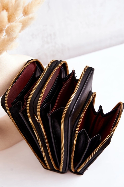 Portfel Torebka 2w1 Na Suwak Czarny Themis