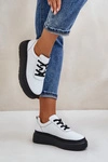 Buty Sportowe Damskie Na Platformie Skóra Naturalna Białe 41470 Vinceza