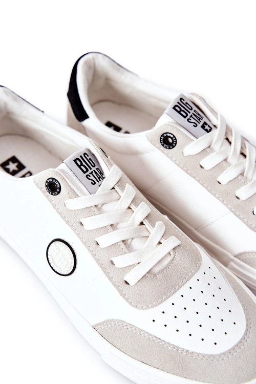 Męskie Skórzane Tenisówki Big Star II174009 Biało-Beżowe