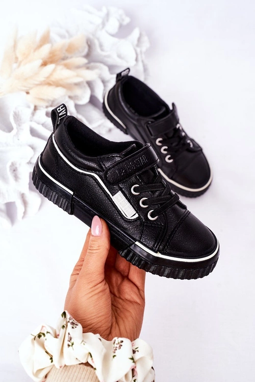 Dziecięce Skórzane Trampki Na Rzep BIG STAR HH374029 Czarne