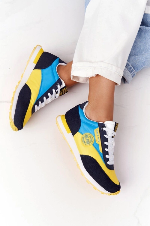 Damskie Sportowe Buty Memory Foam Big Star HH274525 Żółto-Niebieskie