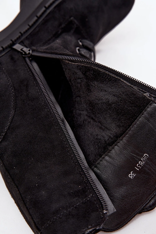 Botki Wokrery Damskie Z Ozdobnym Elementem Ocieplane Czarne Kalindra