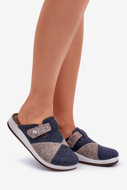 Kapcie Damskie Profilaktyczne Inblu CT000032 Szaro-Granatowe