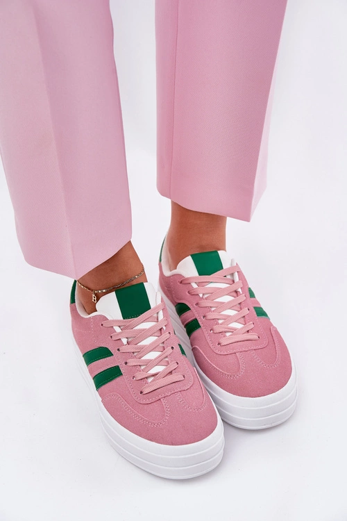 Stylowe Sneakersy Damskie Na Platformie Różowe Silavia