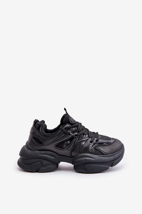 Sneakersy Damskie Na Masywnej Podeszwie Czarne Amoserna