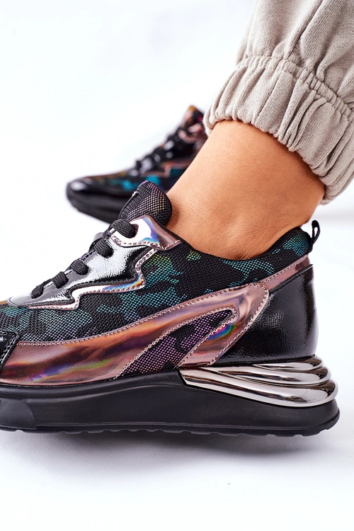 Sportowe Damskie Buty Sneakersy Czarne Multi Buckland