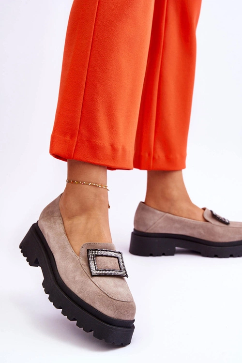 Wygodne Zamszowe Mokasyny Beżowe Agathe