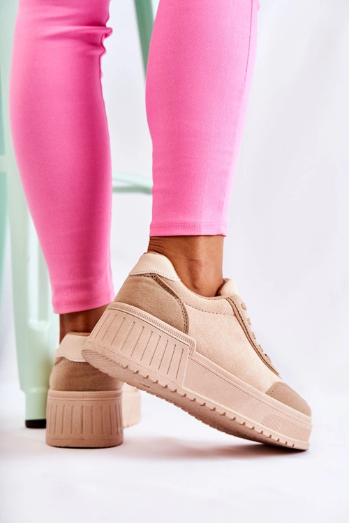 Damskie Zamszowe Buty Sportowe Beżowe Segurro