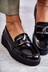 Lakierowane Półbuty Loafery Na Platformie Czarne Kjersti