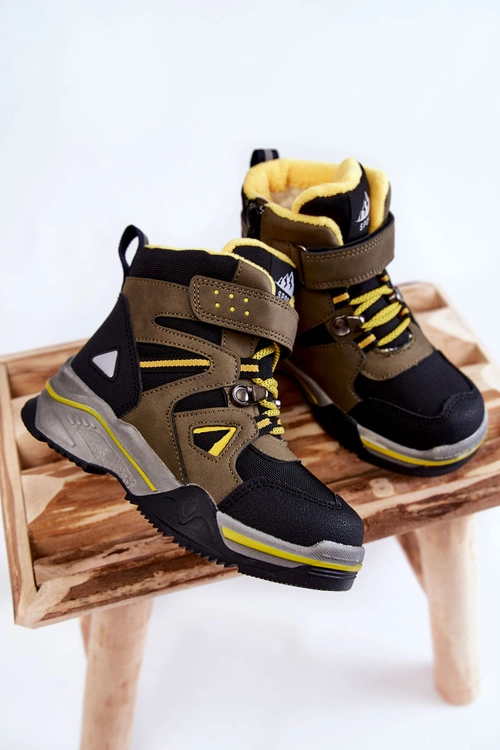 Dziecięce Botki Trapery Ocieplane Wełną Khaki Marco