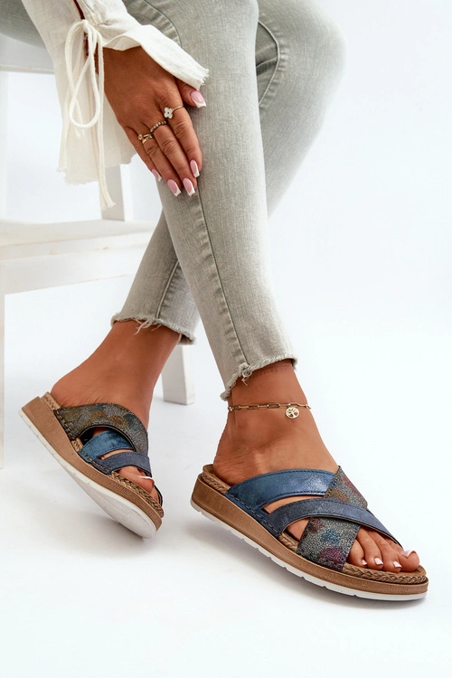 Wygodne Lekkie Klapki Damskie Inblu GS000052 Granatowe