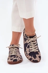 Zamszowe Trampki Barefoot Damskie W Łaty Zazoo N1120 Brązowo-Beżowe