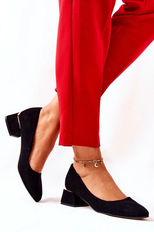 Zamszowe Czółenka Lewski 3118 Czarne