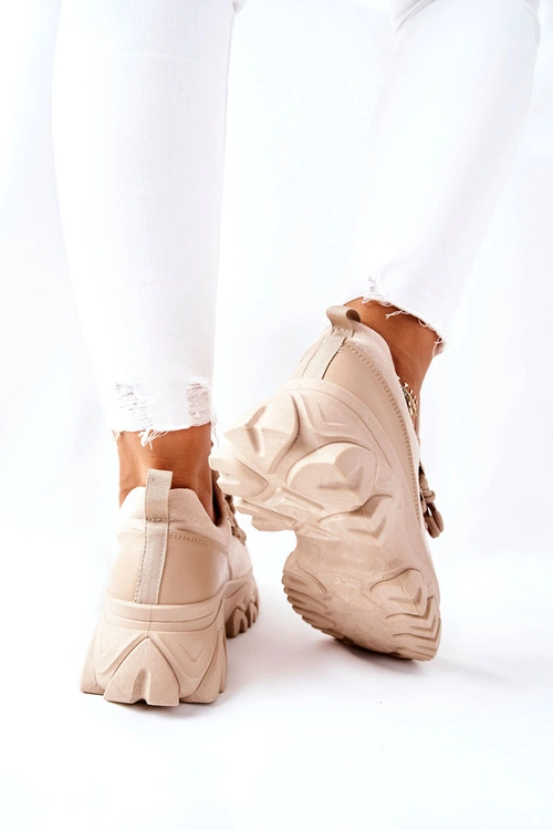 Damskie Sportowe Buty Sneakersy Beżowe Miles