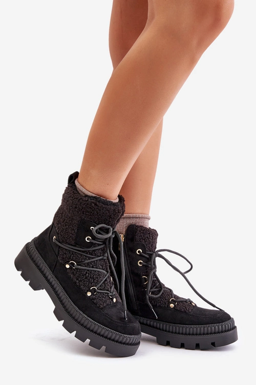 Botki Z Futerkiem Typu Baranek Czarne Merilana