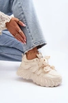 Sneakersy Damskie Na Masywnej Podeszwie Beżowe Ellerai