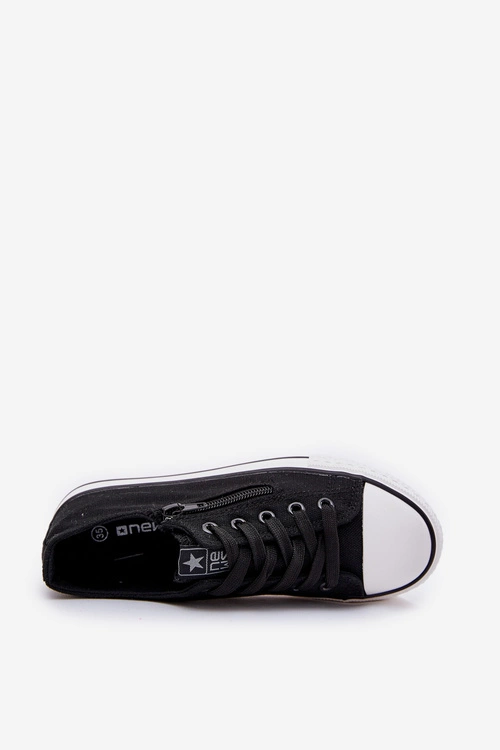 Dziecięce Niskie Trampki Sznurowane Czarne Margo