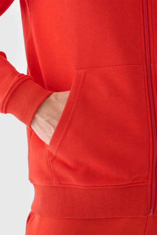 Męska Bluza Dresowa Na Zamek Z Kapturem 4FWMM00TSWSM1466-60S Czerwona