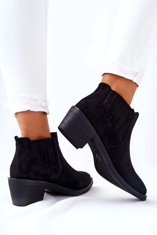 Wsuwane Botki Zamszowe Czarne Assanella