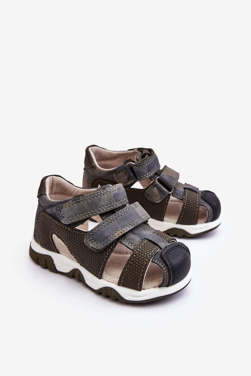 Dziecięce Sandałki Na Rzepy Ciemnozielone Falcon