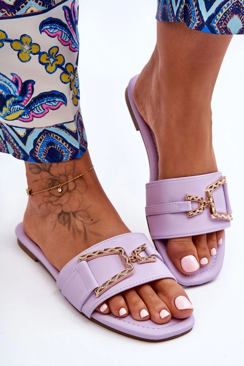 Damskie Klasyczne Klapki Z Ozdobą Fioletowe Impressive